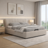 Picture of Double bed, aura, leather, light grey, 180x200cm
