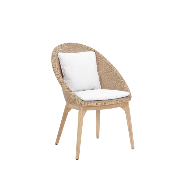 Picture of Chair with armrest, flores, teak natural,  2 cushions titanium, 58.5x63.8x86.2cm