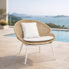 Picture of Chair with armrest, riva,  aluminium white (lcri), rattan honey,  2 cushions titanium (b&s) 79x75x78cm