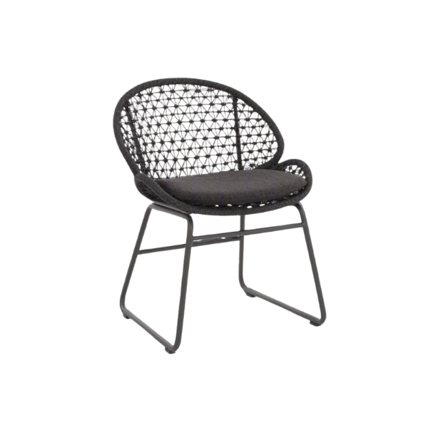 Picture of Chair with armrest, riva, aluminium anthracite, rattan lava mix, cushion midnight, 61x59x82cm