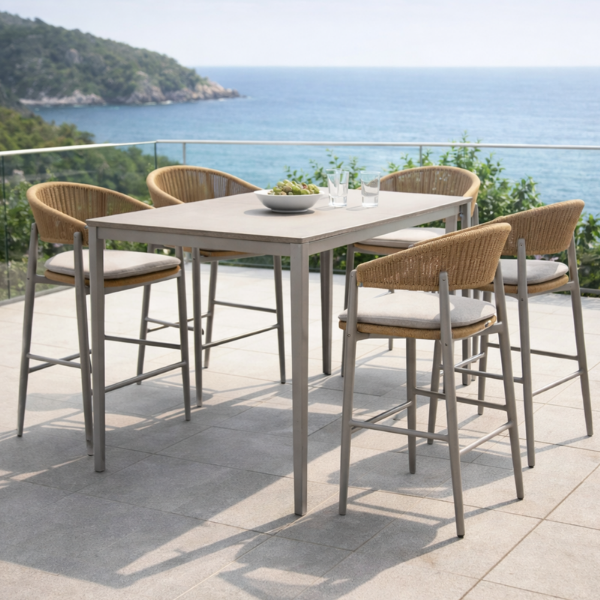 Picture of Bar stool, capri, aluminium warm grey and terra mix, 60x56x103cm