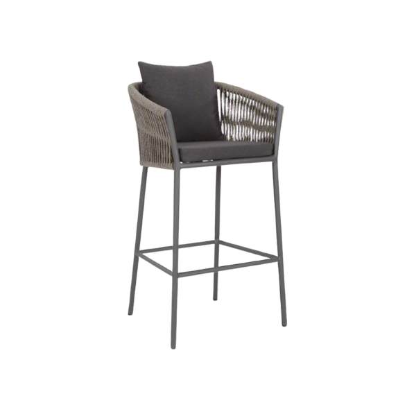 Picture of Bar chair, ceylon, aluminium anthracite, rattan lava mix, with 2 cushions midnight (s&b), 58x58x107cm