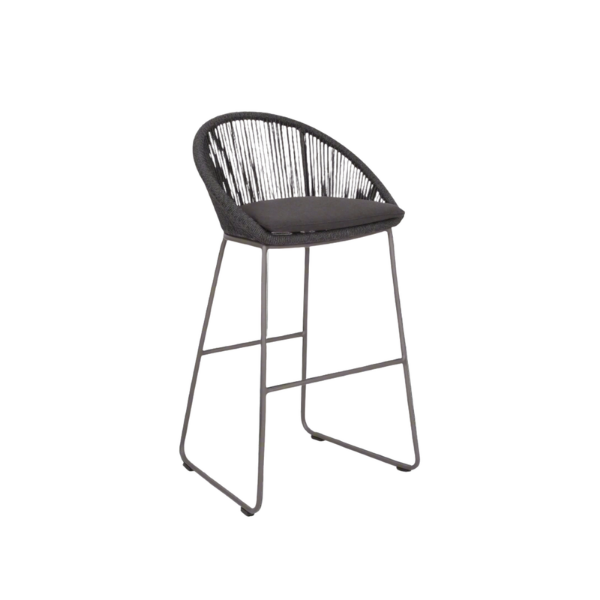 Picture of Stool, malibu, aluminium grey, fabric pebble mix, with cushion midnight 54x52x103cm