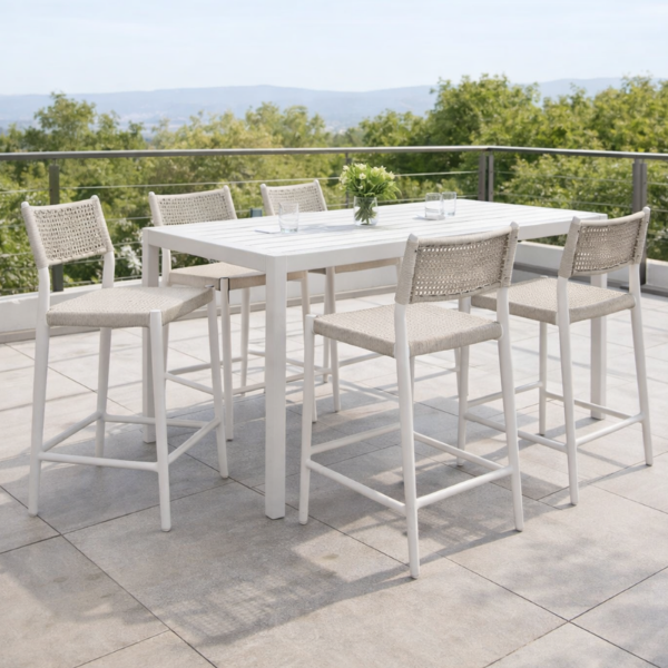 Picture of Stool, mood, aluminium white, rattan bright tan, 42x51x91cm