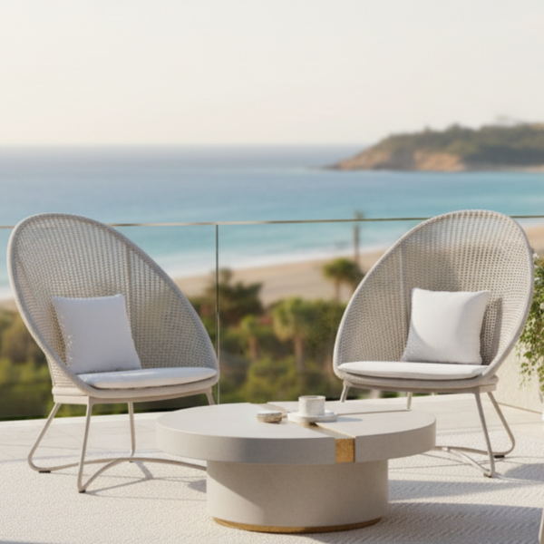 Picture of Lounge chair, malibu, aluminium grey tortora, rattan bright tan, 84x86x113cm