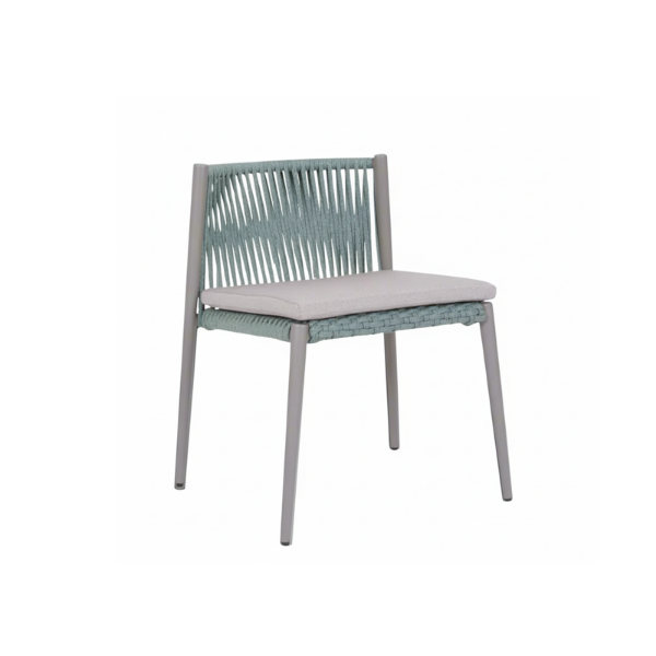 Picture of Side chair, emmy, aluminium blu sage,  cushion fossil, 59x60x72cm