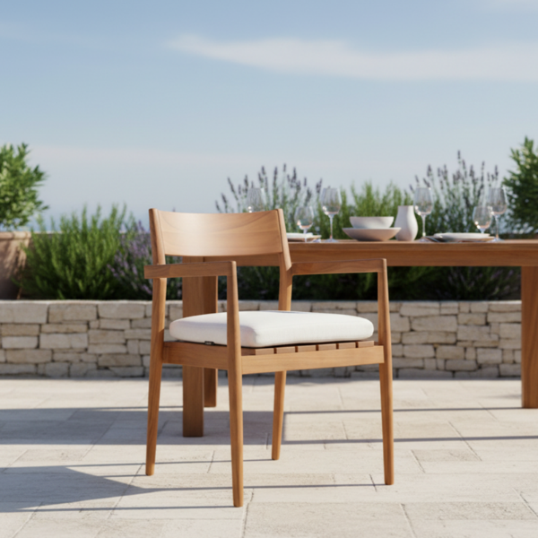 Picture of Chair, mary, teak natural, with cushion titanium, 57.5x56.8x82cm