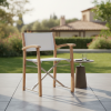 Picture of Chair with armrest, costa, teak natural, fabric, white, 59x56.5x82cm