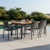 Picture of Dining table, bora, aluminium black matt, teak natural, 80x140x76cm