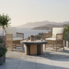 Picture of Chair with armrest, ibiza, aluminium caramel, rattan camel, 55x61x85cm