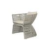 Picture of Chair with armrest, iconic, aluminium grey, rattan pearl, with 2 cushions champagne, (s&b) 76x72x76cm 