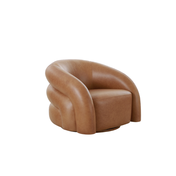 Picture of Swivel armchair , cosmopolitan, leather,  marron, 94x83x70cm