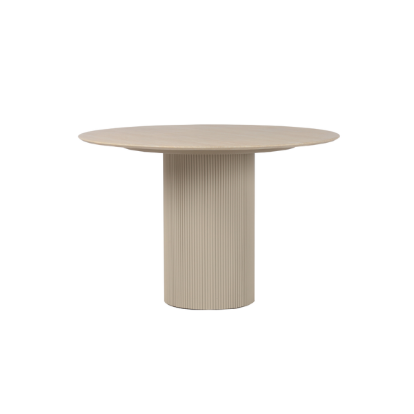 Picture of Dining table round, seyschelle, wood, travertine top, ivory white dia.120xh75 cm