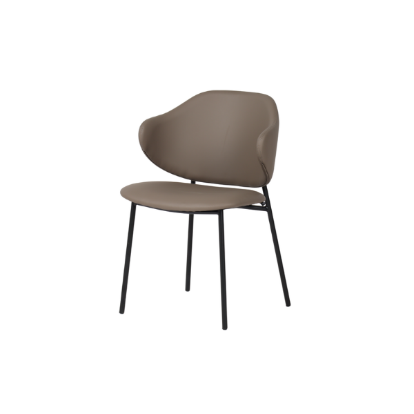 Picture of Chair with armrest, joti, black metal, leather, grey
