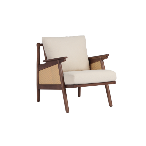 Picture of Lounge chair, linda, wood walnut honey, cushion cream, 68x78x71cm