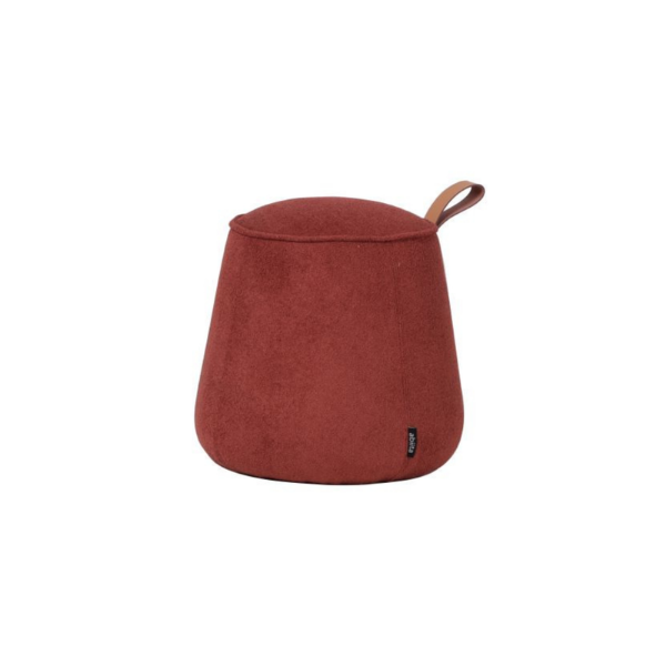 Picture of Pouf, dot,  natural leather,with handle, red, 50x50x42cm