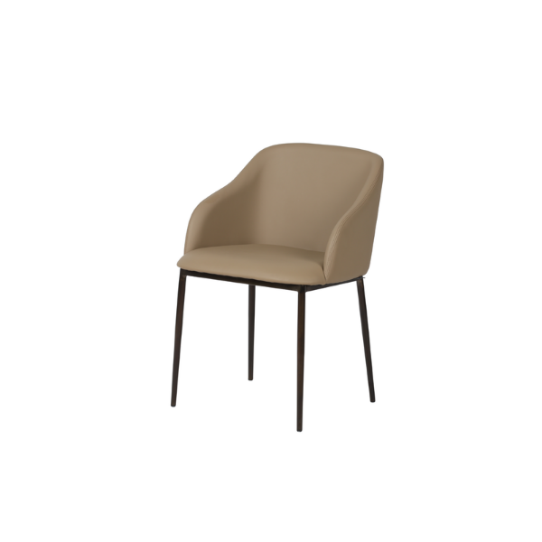 Picture of Chair with armrest, zarina, pu leather marron, metal bronze leg