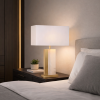 Picture of Table lamp, square, steel+alabaster fabric shade ab (s-013), size: 45*22*h66.5cm, socket:e27*1