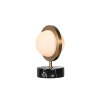 Fotografia e Abazhur tavoline Planet, alabaster, mermer dhe finiture alumini – 20×16×28 cm.