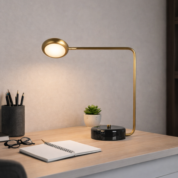 Picture of Reading table lamp, concise, steel&aluminum &marble finish ab-r(s-014), light source:led 3000k 5w, size: 45*16*h43cm