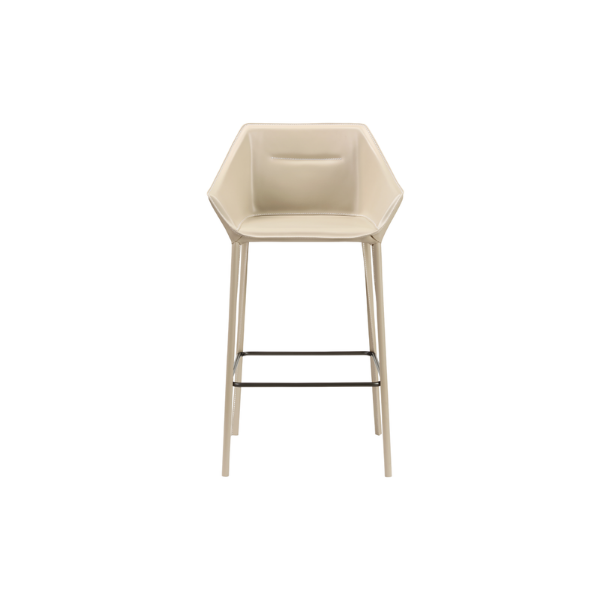 Picture of Bar stool, nicky, leather, light grey, 65x56x101cm 
