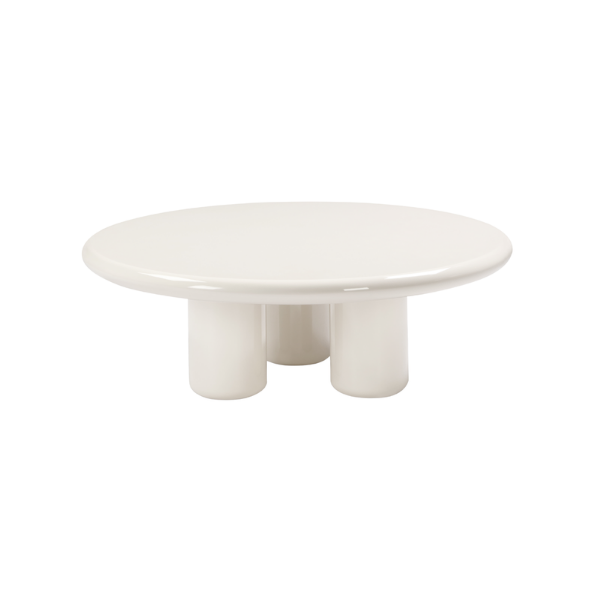 Picture of Coffee table, axis, panel and frame creamy glossy, fiberglass legs, dia.100x35cm