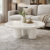 Picture of Coffee table, axis, panel and frame creamy glossy, fiberglass legs, dia.100x35cm