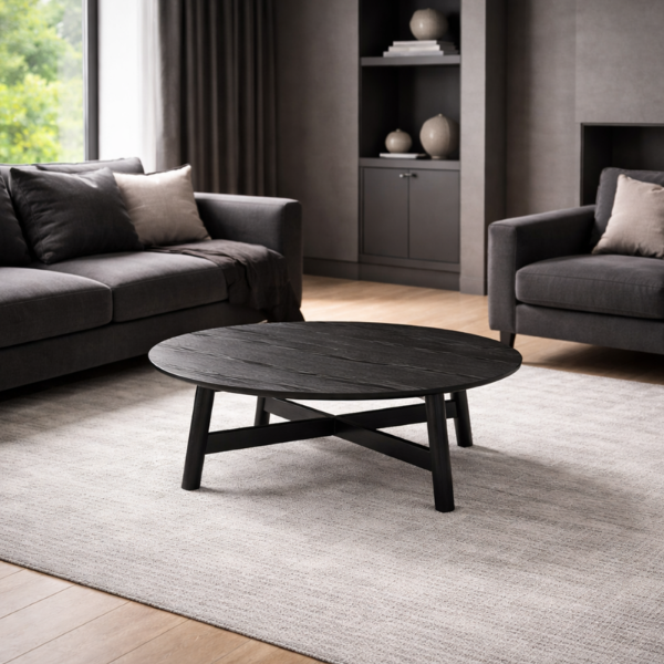 Picture of Coffee table, bento , wood structure, black, dia.85x35cm