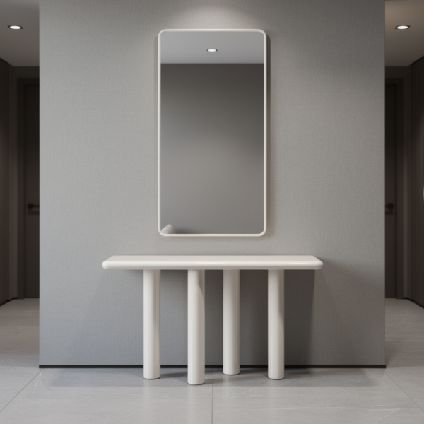 Picture of Console, filo, metal legs, creamy glossy paint, 140x40x80cm