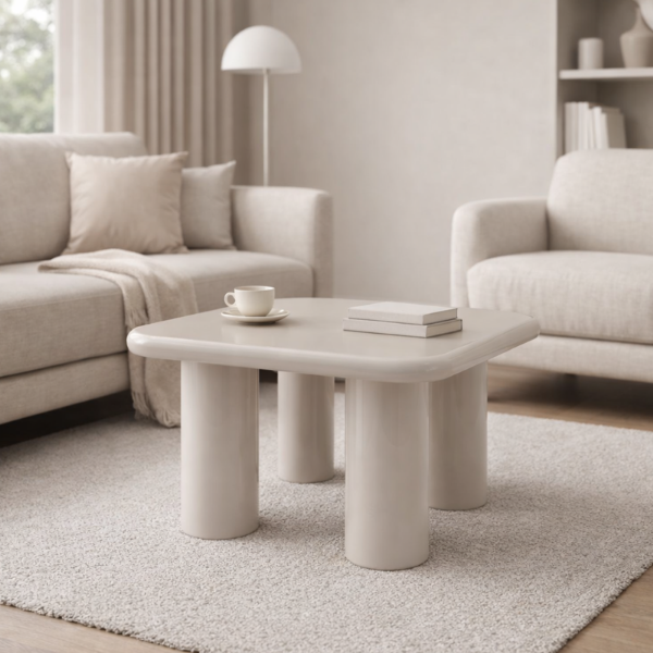 Picture of Coffee table, gia, wood, creamy glossy paint, 80x80x50cm