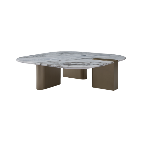 Picture of Coffee table big top,sofia, marble,white, wooden legs, brass metallic, 100x100x30cm