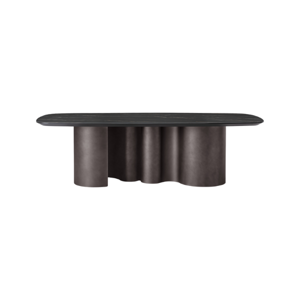 Picture of Dining table, elana, top ceramic,black, iron frame, two-toned grey, 260x120x76cm