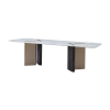Picture of Dining table, otto, top white as fair metal, bottom frame wooden legs, brass metallic paint, 260x110x76cm