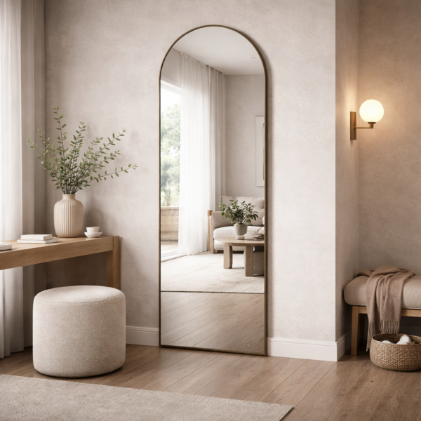 Picture of Floor clear mirror, abby, steel brushed brass, 71x188x3 cm