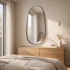 Picture of Wall mirror big, sami, steel brushed brass, black base board, 100x100x7cm