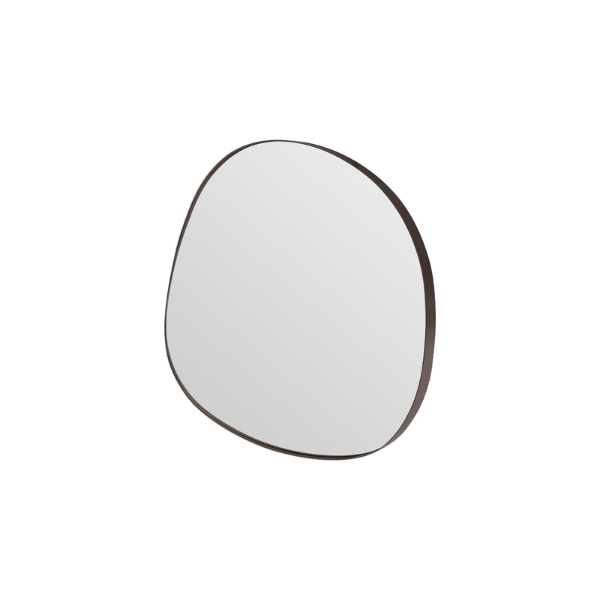 Picture of Wall mirror small, sami, steel brushed brass, black base board, 100x100x7cm