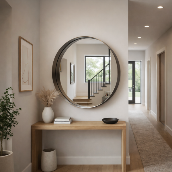 Picture of Wall clear mirror, mia, steel brushed brass, dia.60x8 cm