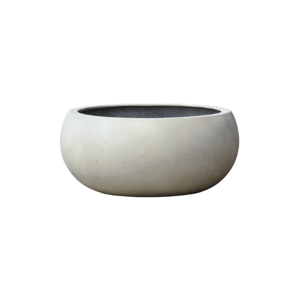 Picture of Vase, low ballon, concrete surface, white, dia.114x54cm