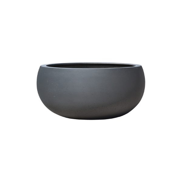 Picture of Vase, low ballon, concrete surface, charcoal, dia.95x44cm