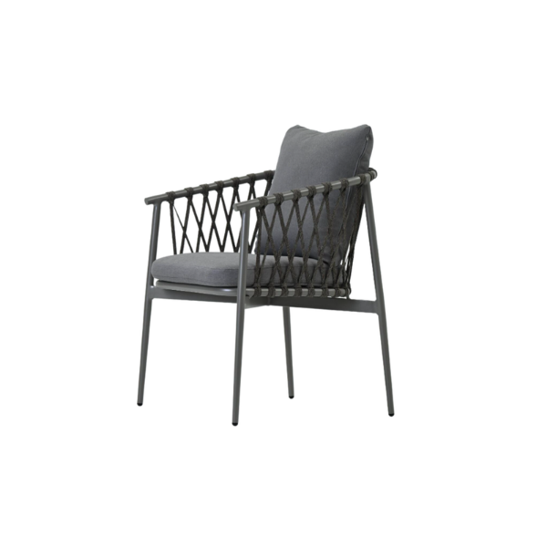 Picture of Chair with armrest, luna, aluminium, sand, cushion grey, 60x65x78cm