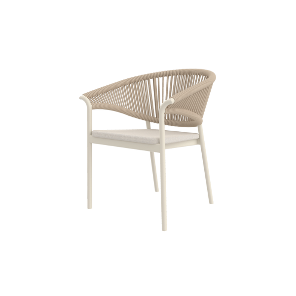 Picture of Chair, celine, aluminium frame, cushion beige, natural rope, 64x59x79.5cm 