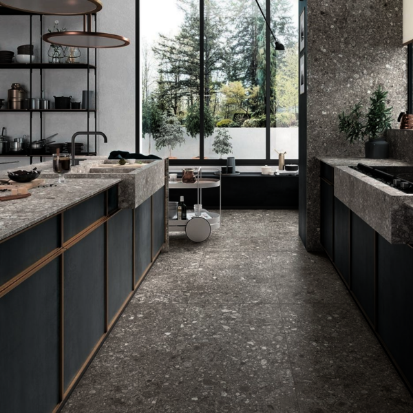 Picture of Floor tile hannover black, stone effect, matt, 60x120