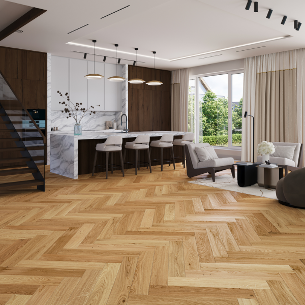Picture of Engineered wood flooring, caramel, oak light brown, 725x130x14mm