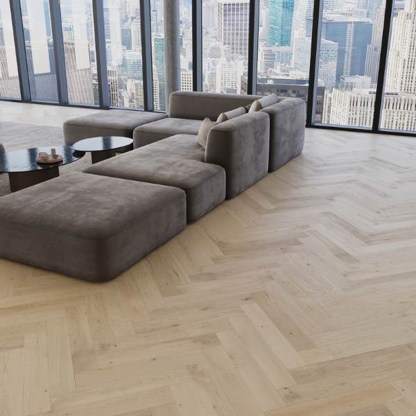 Picture of Engineered wood flooring, marzipan muffin, oak grey, 725x130x14mm