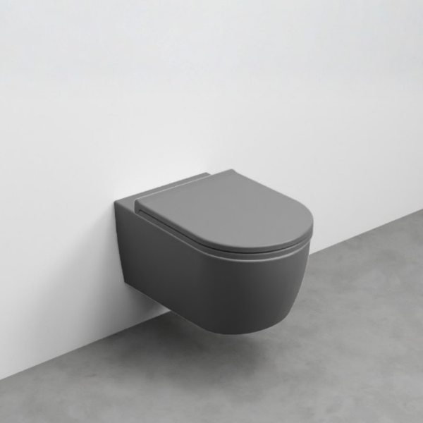 Picture of Smile wc, ceramic, wall hung, concrete, matte, 35x53 cm
