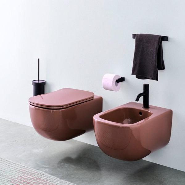 Picture of Era bidet, ceramic, wall hung, coral glossy, 37x53 cm