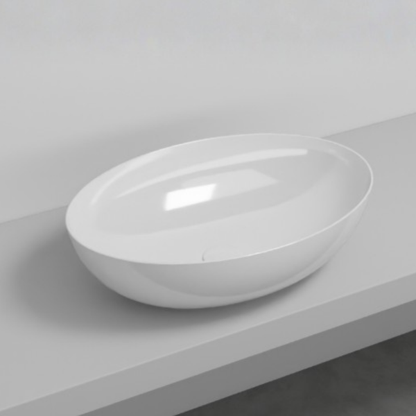 Picture of Eco oval basin, ceramic, countertop, white, glossy, 62x45 cm