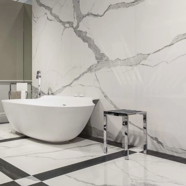 Picture of Floor tile classici statuario, marble effect, glossy, 6mm 120x260