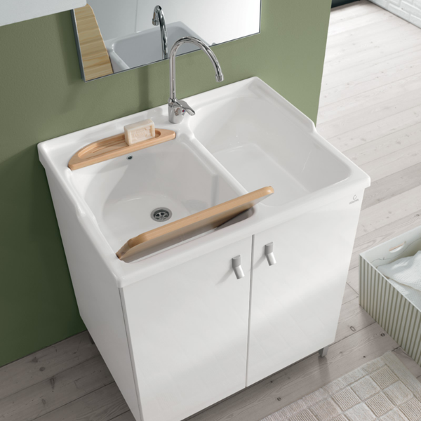 Picture of Rectangular laundry sink, wall hung, white, 78x60 cm