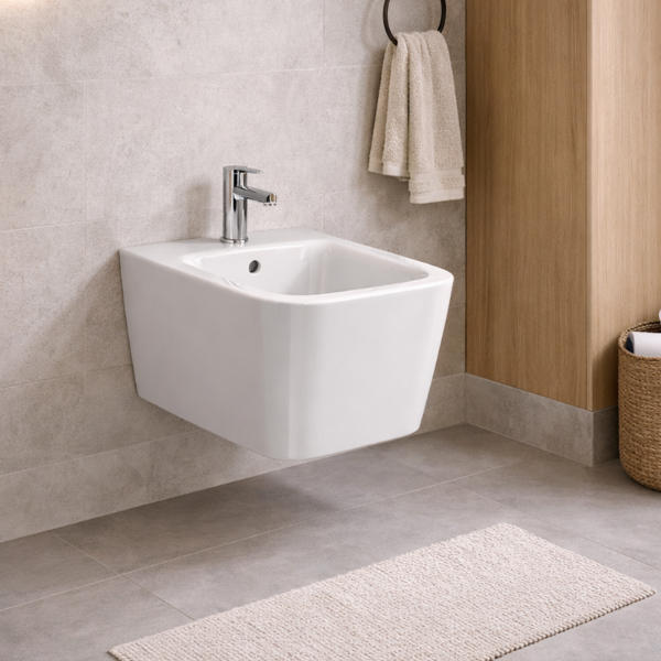 Picture of Nubes bidet, ceramic, wall hung, white, glossy, 55x35 cm